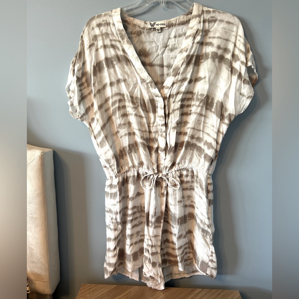 Cream Tan Button Down Romper